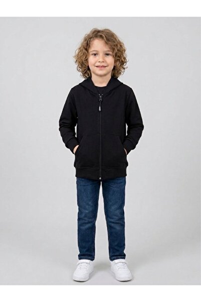 Ysferbutik Children's School Black Zippered Hooded Cardigan – Seasonal Casual...