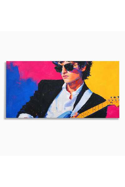 Luxcanva Tablou Canvas Chitaristul Retro 120x60 cm pe Sasiu Lemn Chitarist Re...