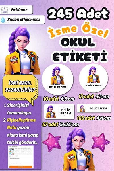 Sticker Ekspres Okul Etiketi Rumi KPop Demon Hunters Kalem Defter Etiketi Öze...