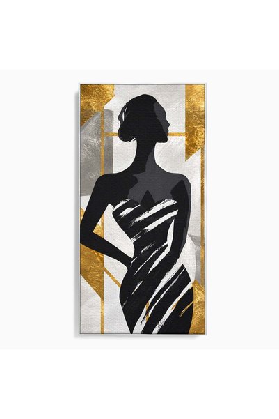Luxcanva Tablou Canvas Silueta Eleganta 50x100 cm cu Rama Argintiu Silueta El...