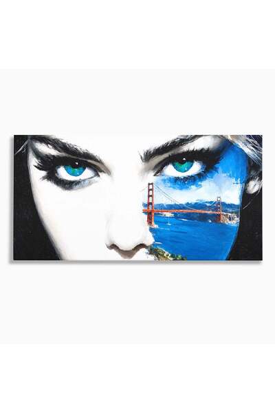 Luxcanva Tablou Canvas Privirea Podului 100x50 cm pe Sasiu Lemn Portret Pod F...