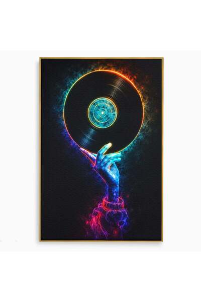 Luxcanva Tablou Canvas Vinil Cosmic 50x70 cm cu Rama Auriu Vinil Muzica Arta ...