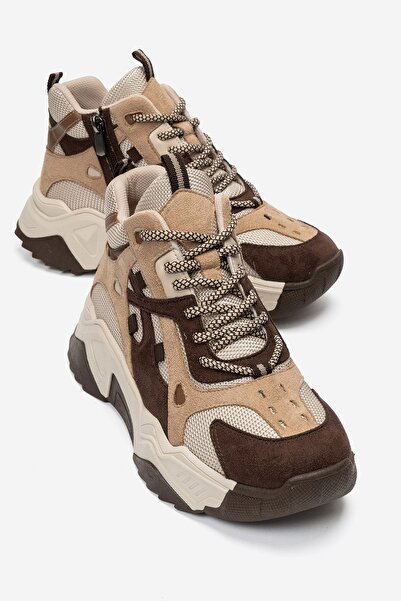 LuviShoes Lowel Brown Suede Women's Sports Boots with Zipper and Laces