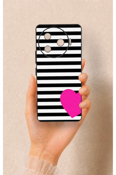 Vip Case Tecno Camon 30 Pro 5g Compatible Striped Heart Pattern Silicone Case