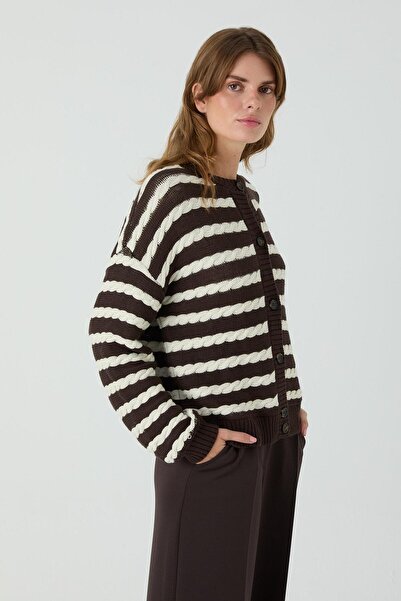 inspiration Cedar Cotton Hairy Cardigan Brown
