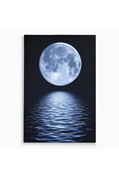 Luxcanva Tablou Canvas Luna Reflecție 40x60 cm pe Sasiu Lemn Luna Reflexie Apa