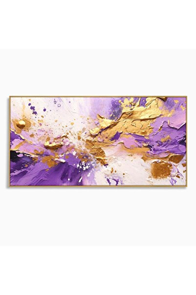 Luxcanva Tablou Canvas Explozie Artistica 140x70 cm cu Rama Auriu Abstract Ar...