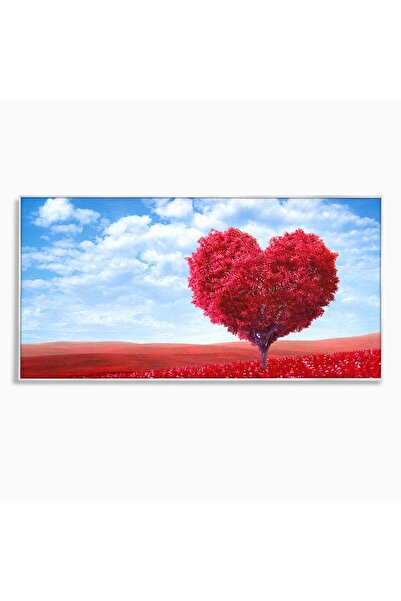 Luxcanva Tablou Canvas Copacul Iubirii 100x50 cm cu Rama Argintiu Copac Inima...
