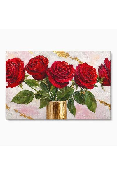 Luxcanva Tablou Canvas Trandafiri Rosii 120x80 cm pe Sasiu Lemn Trandafiri Fl...