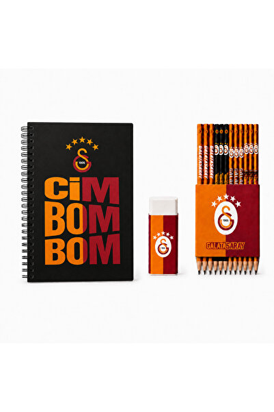 Galatasaray Lisanslı Cimbom Kırtasiye Seti A6 Spiralli Defter 12’li Kurşun Ka...