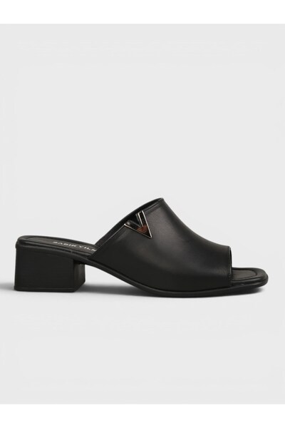 Sadık Yılmaz Women's summer 5cm thick heeled slippers - 575 48-06 - black