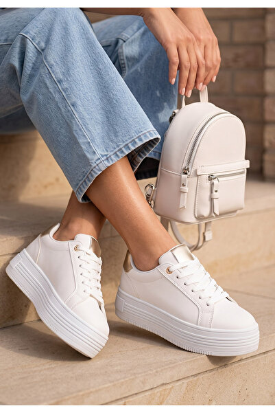 B T Shoes Sneakers cu platformă Sidoneya V3 albi