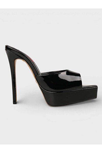Sadık Yılmaz Women's Summer 15cm Thin Heeled Slippers - 574 96 - Black Patent...