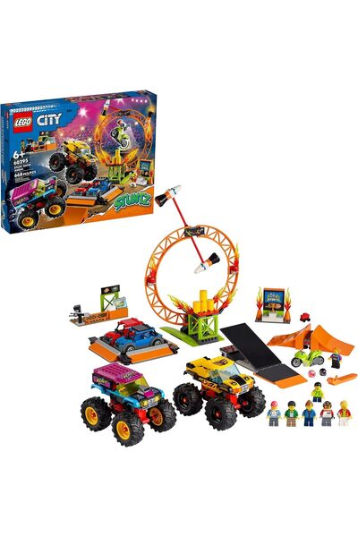 LEGO مجموعة ألعاب بناء ساحة عروض الحركات البهلوانية في المدينة 60295 مع شاحنت...