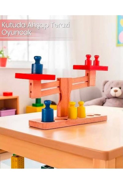 Tıfıl Toys 7 قطع من ميزان التوازن الخشبي التعليمي - مجموعة ألعاب مونتيسوري الملونة للوزن والرياضيات (29 سم)