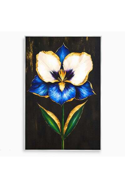 Luxcanva Tablou Canvas Iris Prețios 40x60 cm cu Rama Argintiu Floare Natura E...