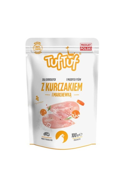 Tuf Tuf TufTuf πλήρης υγρή τροφή για σκύλους με κοτόπουλο και καρότα - 300γρ