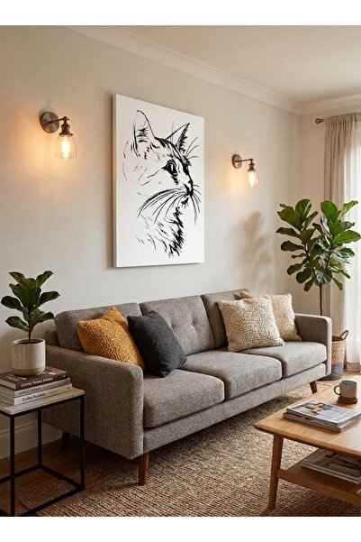 SİYAH RENKLİ KEDİ TABLOSU - 138 x 200( KAPLAMALI MDF üzerine Dotting Yöntemi İle )