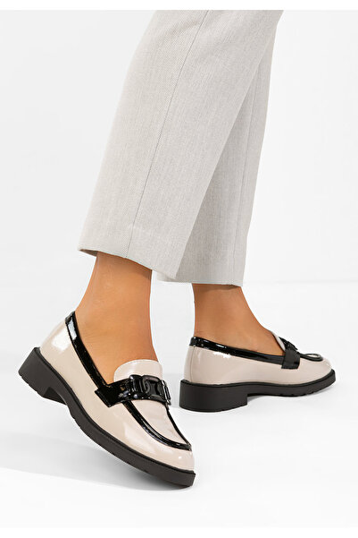 B T Shoes Μπεζ Κατίνκα γνήσια δερμάτινα μοκασίνια