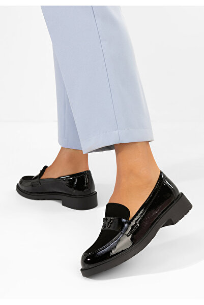 B T Shoes Дамски кожени мокасини Сузиана черни