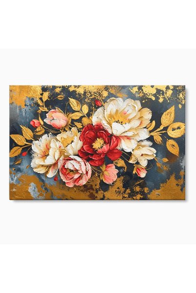 Luxcanva Tablou Canvas Flori Aurii Luxuriante 70x50 cm pe Sasiu Lemn Flori Au...