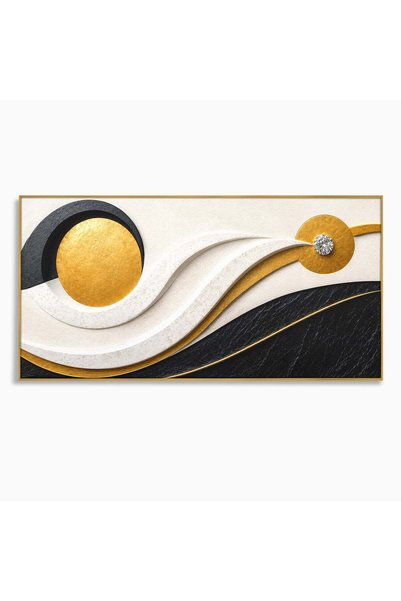 Luxcanva Tablou Canvas Armonie Abstracta 120x60 cm cu Rama Auriu Abstract Mod...
