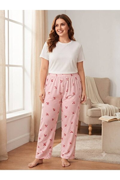 JUMALLİ Kadın Bambu Desenli Büyük Beden Pijama Altı