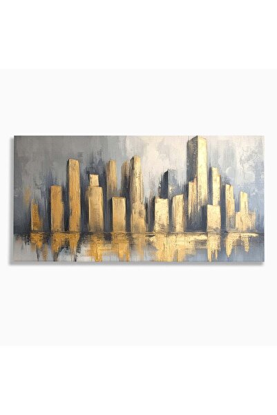Luxcanva Tablou Canvas Orasul De Aur 120x60 cm pe Sasiu Lemn Oras Peisaj Urba...