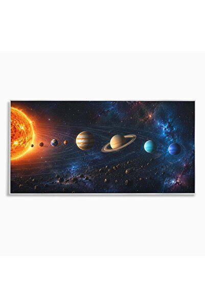 Luxcanva Tablou Canvas Sistem Solar Cosmic 140x70 cm cu Rama Argintiu Sistem ...