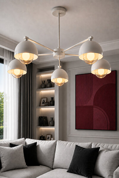 Luna Lighting Pera 5 li Metal Şık Estetik Dekoratif Salon Avize