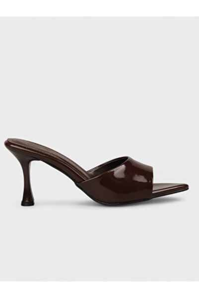Sadık Yılmaz Women's Summer 8cm Thin Heeled Slippers - 230 3173 - Brown Paten...