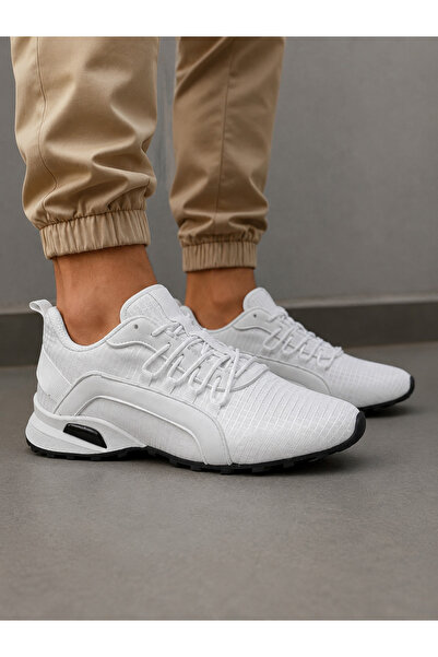 MİREVA Rahat Kalıp Termo Taban Bağcıklı Unisex Sneaker Spor Ayakkabı - Beyaz