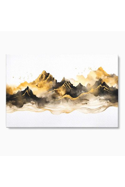 Luxcanva Tablou Canvas Munti Aurii 70x50 cm pe Sasiu Lemn Munti Peisaj Auriu
