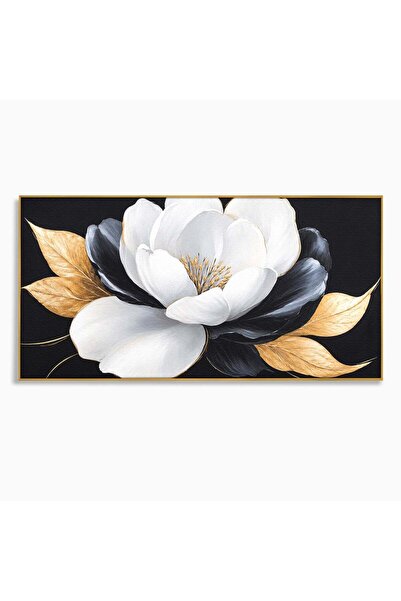 Luxcanva Tablou Canvas Floare Eleganta 100x50 cm cu Rama Auriu Floare Elegant...