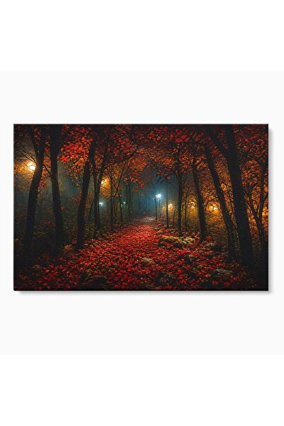 Luxcanva Tablou Canvas Aleea Fermecata 60x40 cm pe Sasiu Lemn Padure Toamna N...