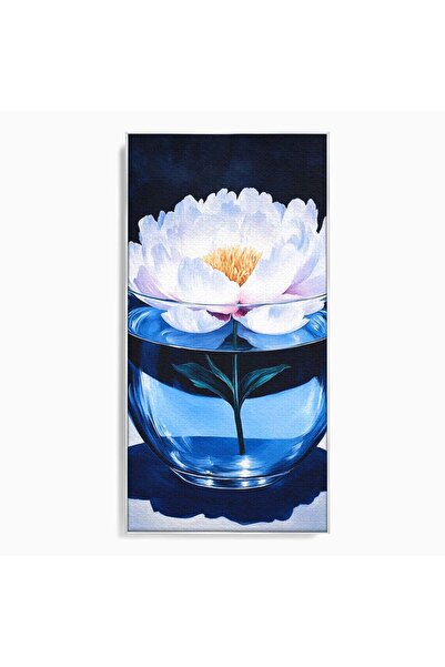 Luxcanva Tablou Canvas Bujor In Vaza 60x120 cm cu Rama Argintiu Bujor Vaza Fl...