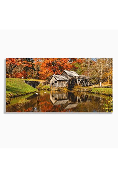 Luxcanva Tablou Canvas Moara De Toamna 120x60 cm pe Sasiu Lemn Moara Toamna N...