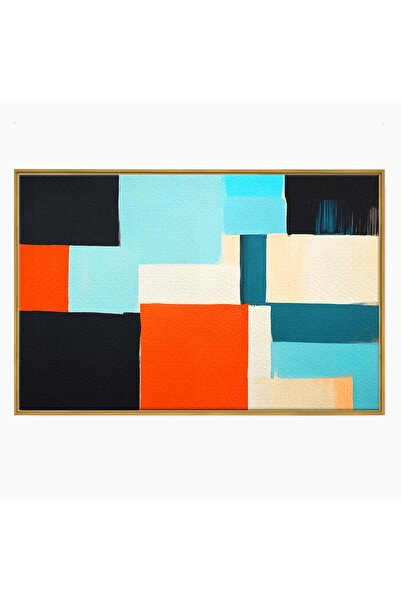 Luxcanva Tablou Canvas Abstract Geometric 70x50 cm cu Rama Auriu Abstract Geo...