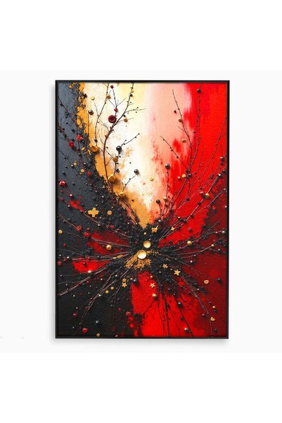 Luxcanva Tablou Canvas Explozie Abstracta 40x60 cm cu Rama Negru Abstract Art...