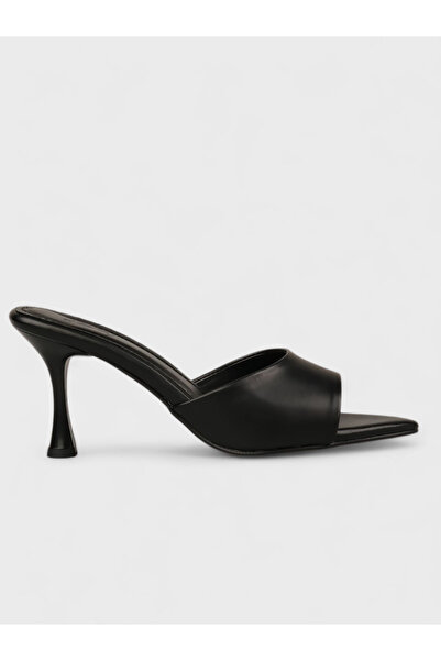 Sadık Yılmaz Women's Summer 8cm Thin Heeled Slippers - 230 3173 - Black