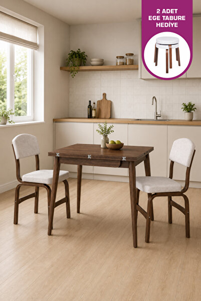 VİLİNZE Ege Sandalye Avanos Ahşap MDF Mutfak Masası Takımı - 90x120 cm