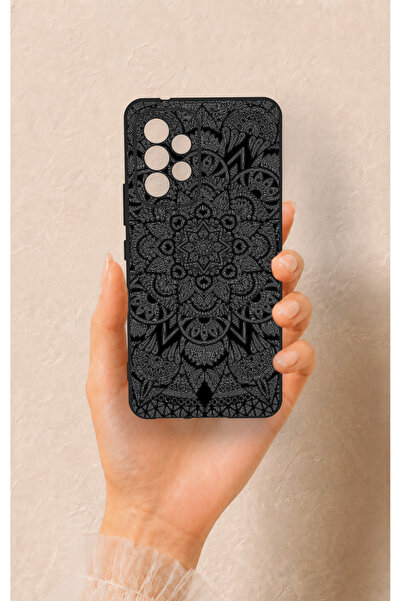 Vip Case Samsung A53 Uyumlu Siyah Beyaz Mandala Desenli Silikon Kılıf