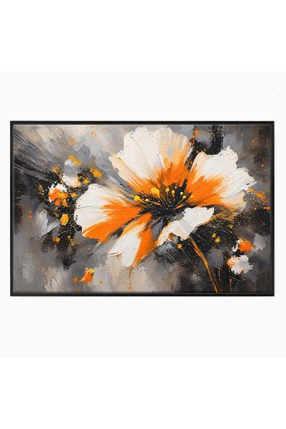 Luxcanva Tablou Canvas Floare Abstracta 70x50 cm cu Rama Negru Floare Abstrac...
