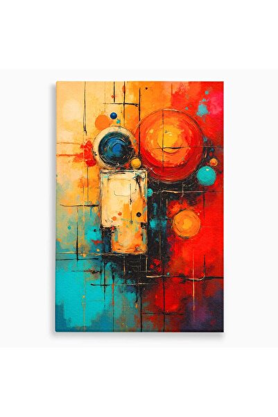 Luxcanva Tablou Canvas Compozitie Abstrata Cu Cercuri 40x60 cm pe Sasiu Lemn ...