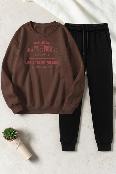 uyguntarz Unisex Design Printed Crew Neck Sweatshirt - 2-Piece Tracksuit Set
