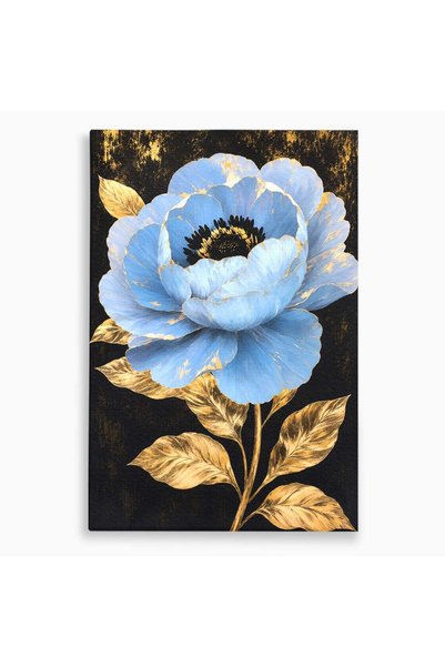 Luxcanva Tablou Canvas Înflorire Regală 50x70 cm pe Sasiu Lemn Floare Auriu N...