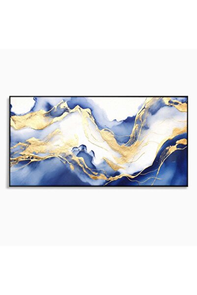 Luxcanva Tablou Canvas Valuri Abstracte 100x50 cm cu Rama Negru Valuri Abstra...