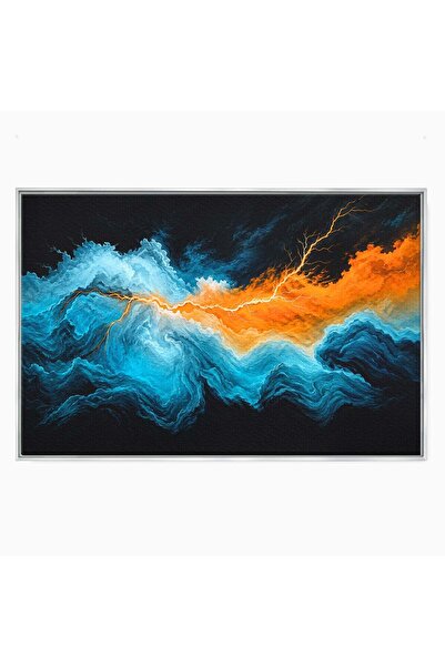 Luxcanva Tablou Canvas Furtuna Elementelor 70x50 cm cu Rama Argintiu Furtuna ...