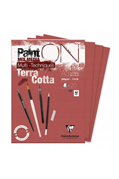 Clairefontaine Bloc adeziv A3, culoare Terracotta, 20ark. 250g.