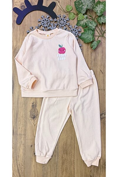 CemBebe Girl's Apple Embroidered Combed Cotton Long Sleeve Set Spring and Winter